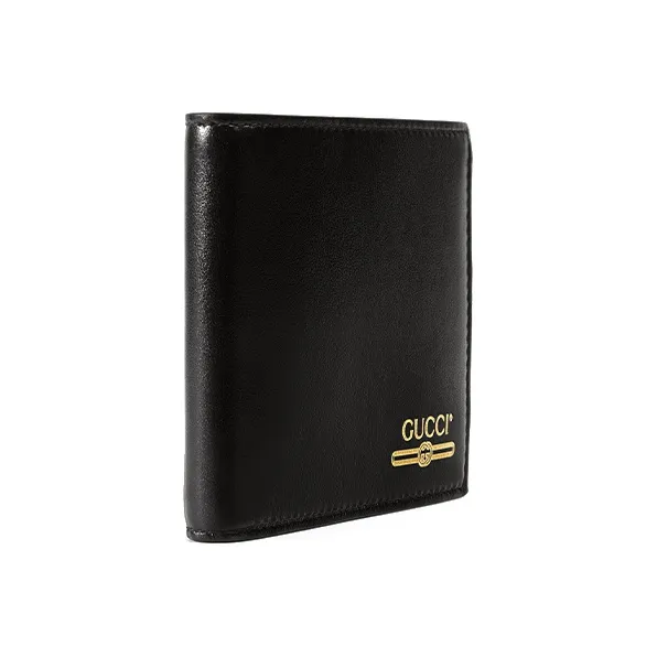 GUCCI Cow Leather Cropped Double Fold Card Holder Wallet Men's Black-2