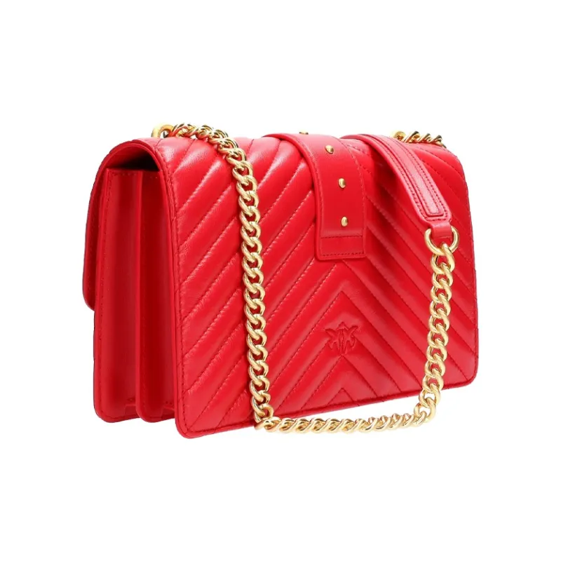 PINKO PINKO Love Icon Cowhide Leather Flying Bird Bag Swan Bag Shoulder Bag Crossbody Bag Medium Size Women's Red-1