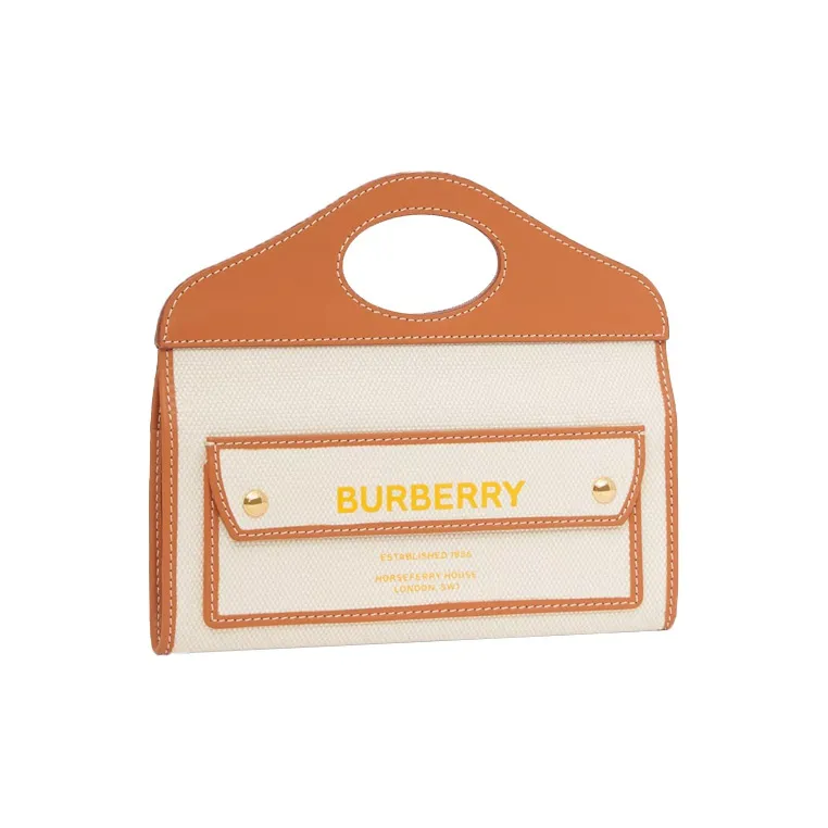 Burberry Canvas With Leather Clutch Mini Women's Deep Amber-3