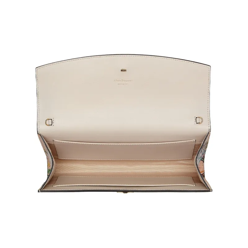 FERRAGAMO Leather Evening Bag Clutch Mini Women's Beige-3