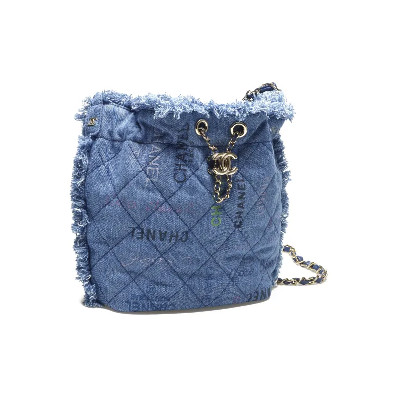 CHANEL Print Bucket Bag, Shoulder Bag Women's Blue-2