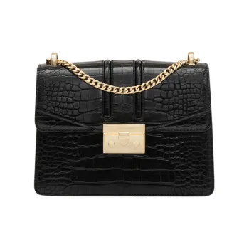 CHARLES&KEITH Polyurethane Crossbody Bag, Bacchus Bag, Shoulder Bag Women's Black