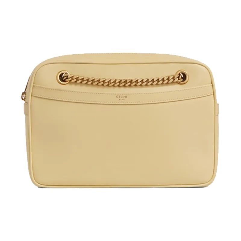 CELINE Sheepskin Shoulder Bag Women's Grass White-3