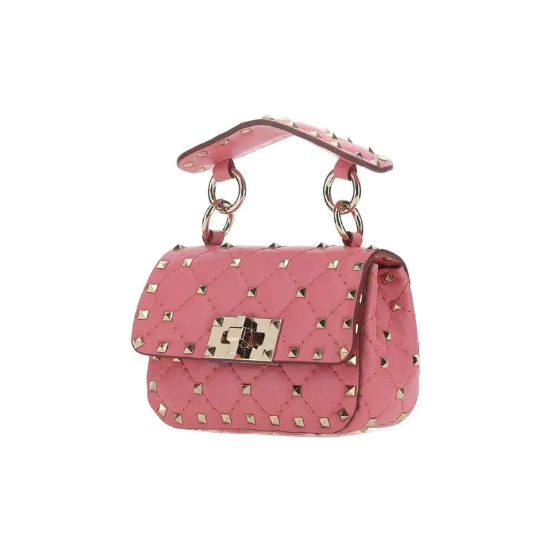 Valentino Cow Leather Handbag Unisex Pink-1