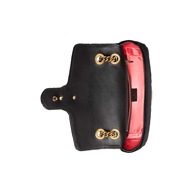 GUCCI Marmont Quilted Suede Chain Bag Crossbody Bag Shoulder Bag Women's Black-5