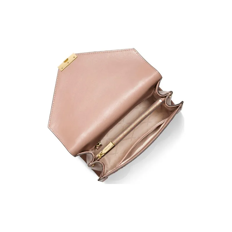 MICHAEL KORS MK Whitney Cow Leather Envelope Bag, Shoulder Bag, Crossbody Bag Tubas Women's Pink White-2