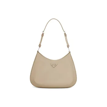 PRADA Cleo Brushed Leather Shoulder Bag Crossbody Bag Women's Desert Beige