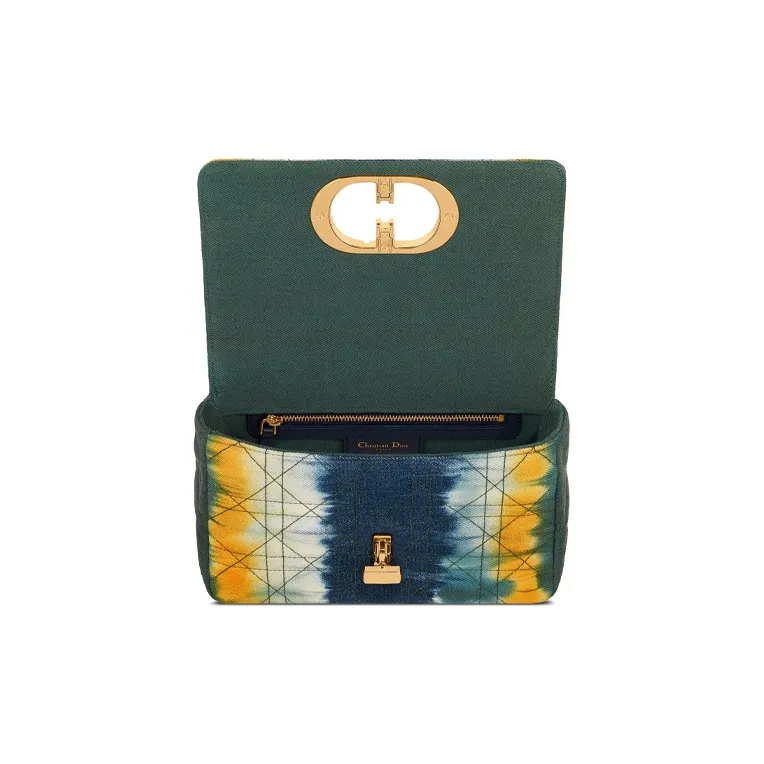DIOR Caro Multicolor Denim Fabric Shoulder Bag Crossbody Bag Small Size Women's Multicolor-5
