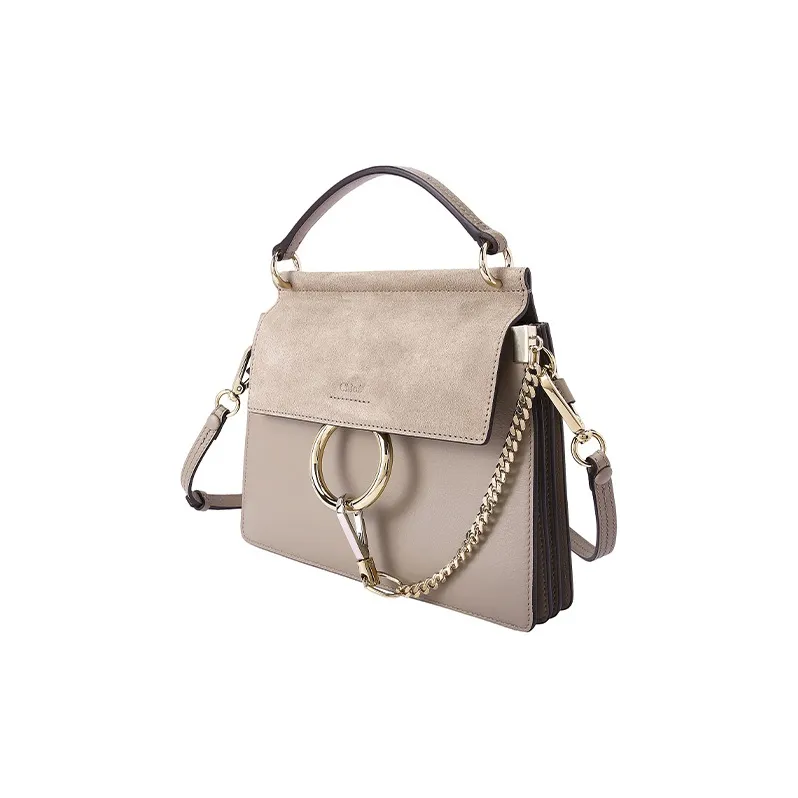 Chloe Faye Cow Leather Handbag Shoulder Bag Women's Gray-1
