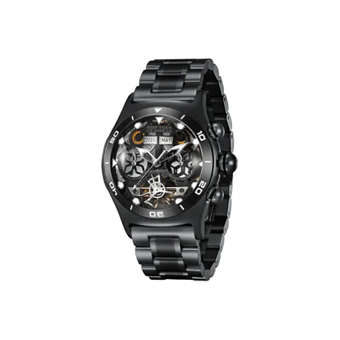 REEF TIGER Air Bubbles II Collection Automatic Mechanical Movement Watch Men's Watches Black Dial RGA703-GHH-1