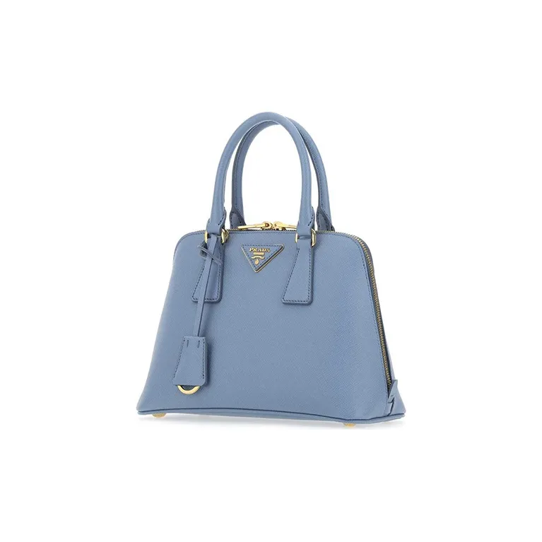 PRADA Leather Tote Shoulder Handbag Women's Blue-1