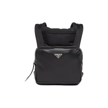 PRADA Leather With Nylon Backpack Men's Black