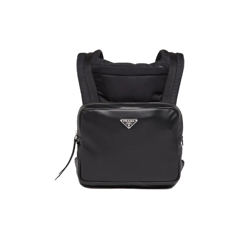 PRADA Leather With Nylon Backpack Men's Black-0