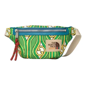 GUCCI The North Face Collaboration Nylon With Leather Fanny Pack Unisex Green Blue