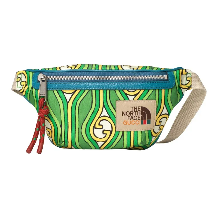 GUCCI The North Face Collaboration Nylon With Leather Fanny Pack Unisex Green Blue-0