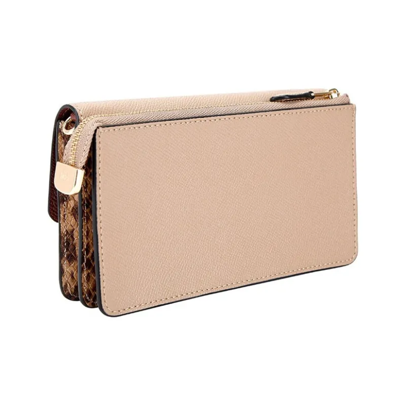 COACH Foldover Artificial Leather Clutch Small Size Women's Warm Gray-3