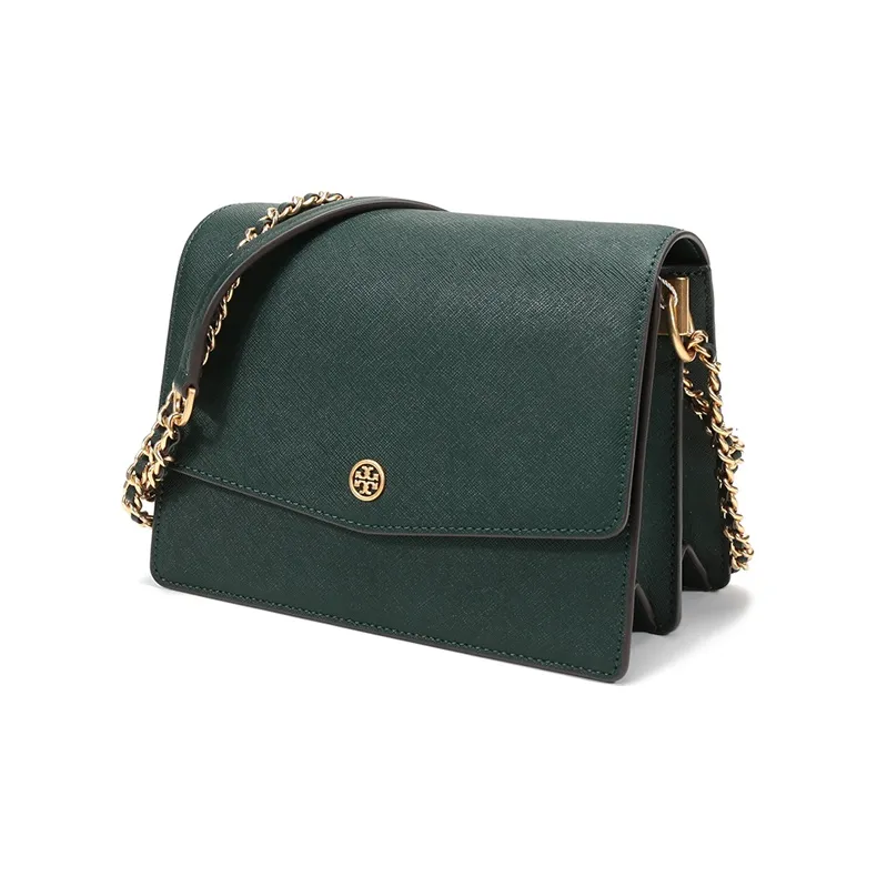 TORY BURCH Robinson Leather Portable Crossbody Bag Shoulder Bag Women's Dark Green-1