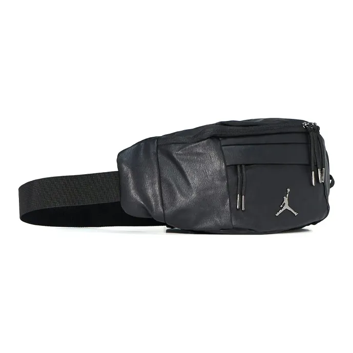 Jordan Leather Crossbody Bag, Fanny Pack Unisex Black-1