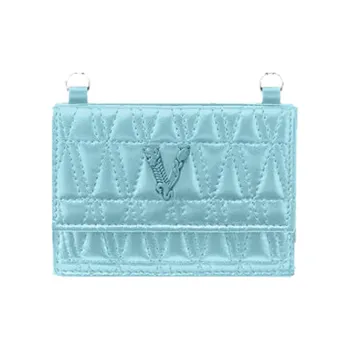 VERSACE Virtus Leather Business Card Holder Shoulder Bag Women's Blue