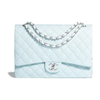 CHANEL Cow Leather Flap Bag, Crossbody Bag, Shoulder Bag Women's Light Blue