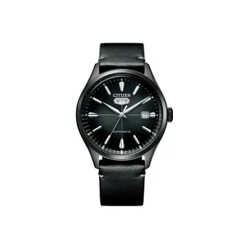 CITIZEN Mechanical Movement Cowhide Strap Watch Men's Watch Black Dial