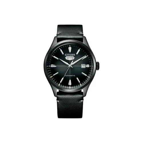 CITIZEN Mechanical Movement Cowhide Strap Watch Men's Watch Black Dial