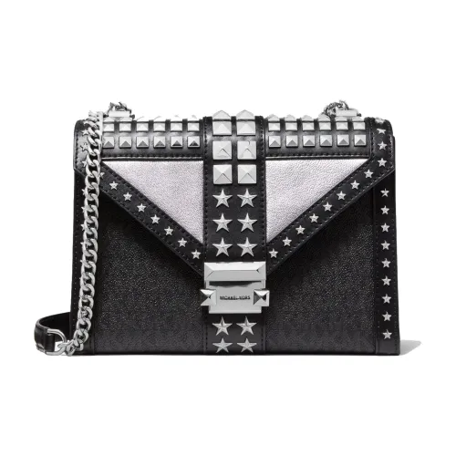 MICHAEL KORS Whitney Canvas With Leather Envelope Bag Shoulder Bag Crossbody Bag Large Size Women's Black