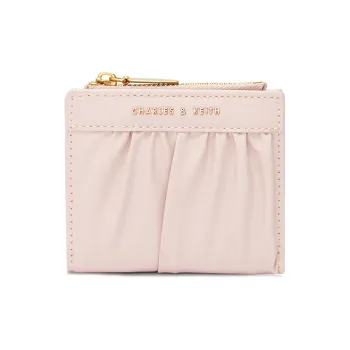 CHARLES&KEITH Artificial Leather Card Holder Wallet Mini Women's Light Pink/Tawny/Dark Green/Black