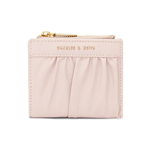 CHARLES&KEITH Artificial Leather Card Holder Wallet Mini Women's Light Pink/Tawny/Dark Green/Black