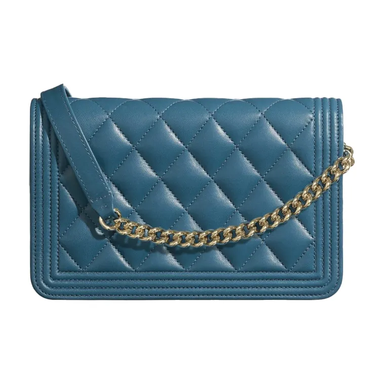 CHANEL Leboy Lambskin Shoulder Bag Women's Turquoise-1