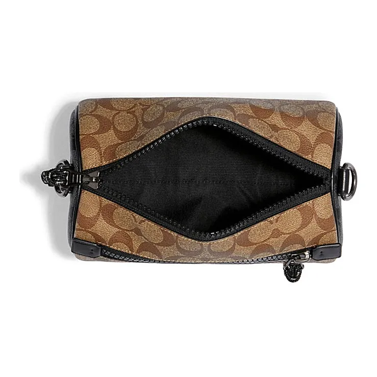 COACH Canvas Cylinder Bag Shoulder Bag Crossbody Bag Unisex Khaki Brown-1