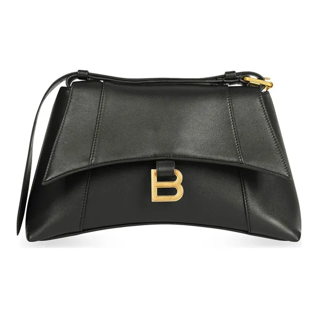 Balenciaga Downtown Calfskin Shoulder Bag Crossbody Bag Small Size Unisex Black-3
