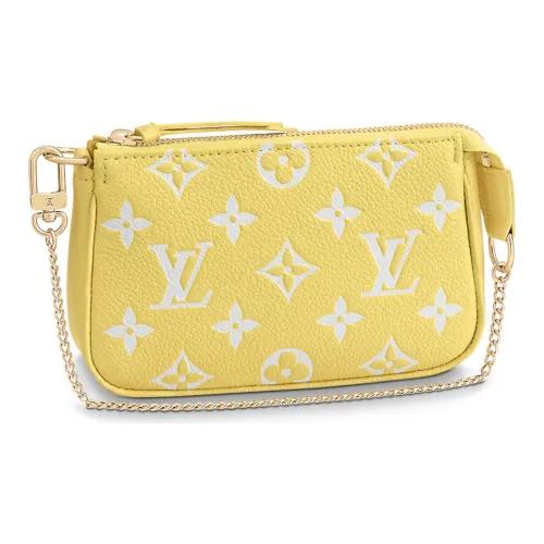 LOUIS VUITTON Pochette Accessories Mini Monogram Empreinte Embossed Lemon Curd Yellow