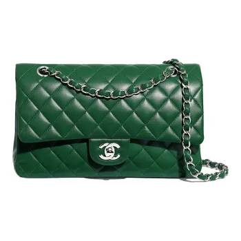 CHANEL Classic Flap CF Lambskin Flap Bag, Chain Bag, Crossbody Bag, Shoulder Bag Women's Green