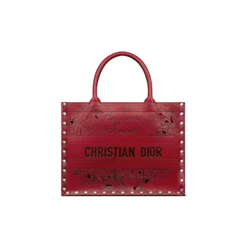 DIOR BookTote Cow Leather Handbag Tubas Women's Red
