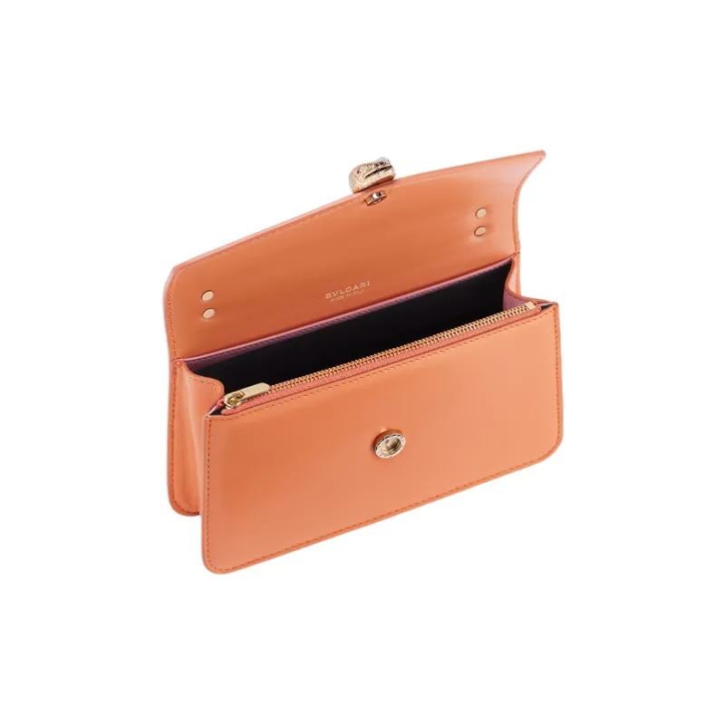 BVLGARI Calfskin Chunky Chain One Shoulder Clutch Handbag Women's Pink-1