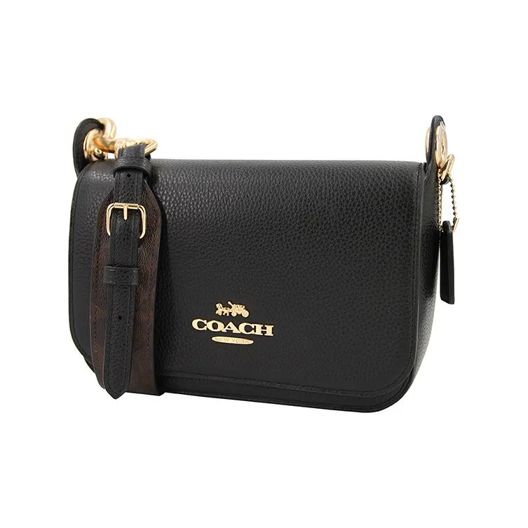 COACH Jes Leather Shoulder Bag Large Size Women's Black-2