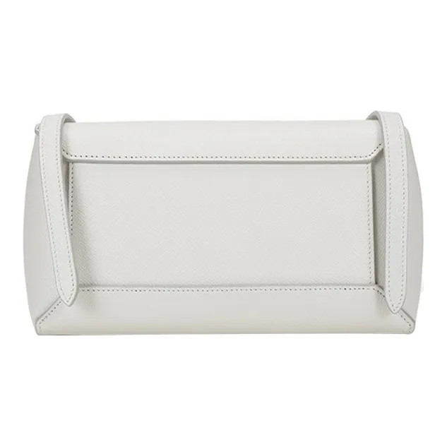 CELINE Belt Grained Calfskin Catfish Bag One Shoulder Handbag Crossbody Bag Women's Candy Color/White-4