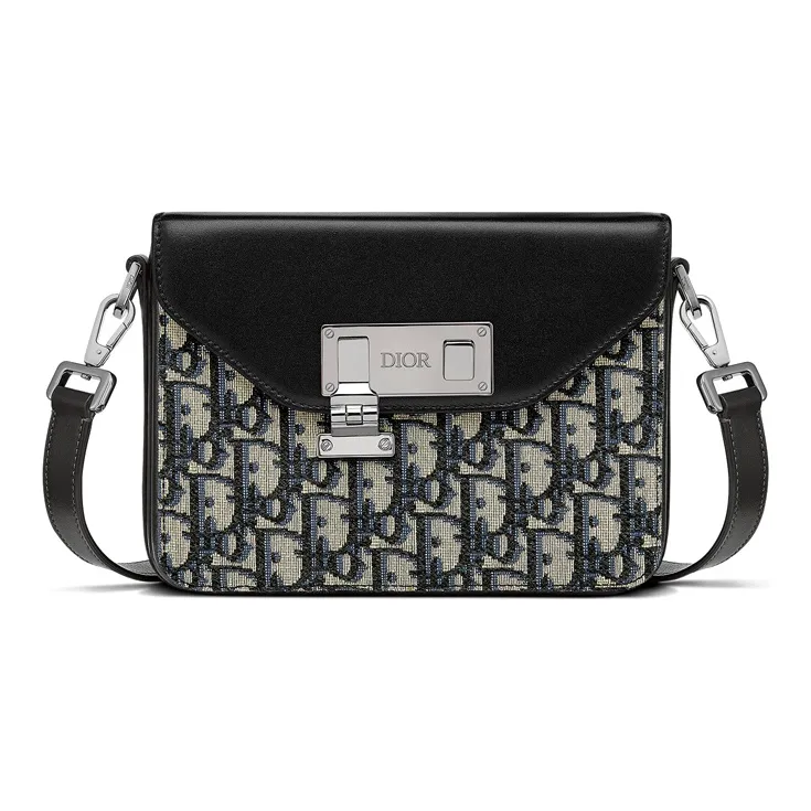 DIOR Lock Cow Leather Camera Bag, Handheld Shoulder Bag, Crossbody Bag Medium Size Men's Beige/Black-0