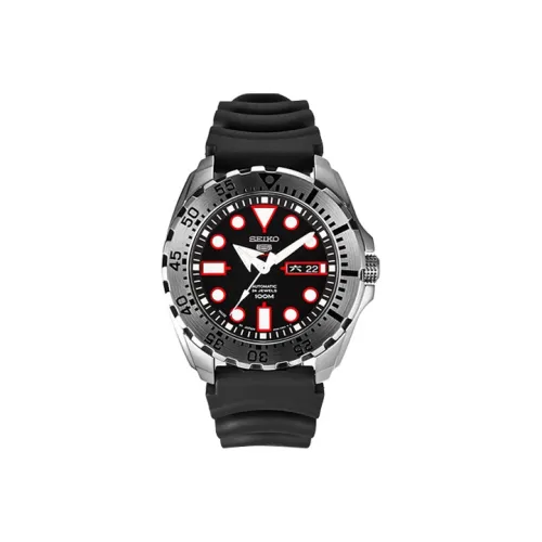 SEIKO SEIKO5 Collection Automatic Mechanical Movement Resin Strap Watch Men's Watches Black Dial