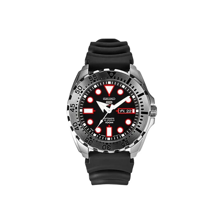 SEIKO SEIKO5 Collection Automatic Mechanical Movement Resin Strap Watch Men's Watches Black Dial-0