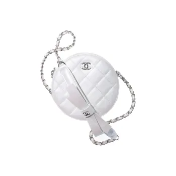 CHANEL Calfskin Round Bag, Handheld Shoulder Bag, Crossbody Bag Women's White
