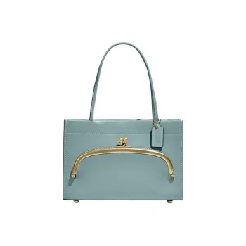 COACH Cashin Leather Tote Bag, Shopping Bag, Handbag Small Size Women's Green