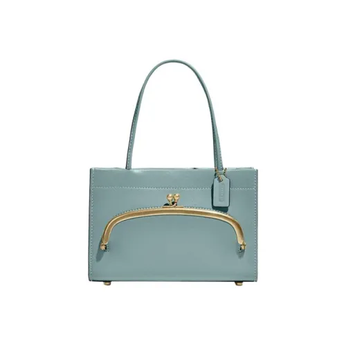 COACH Cashin Leather Tote Bag, Shopping Bag, Handbag Small Size Women's Green