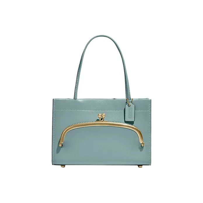COACH Cashin Leather Tote Bag, Shopping Bag, Handbag Small Size Women's Green-0