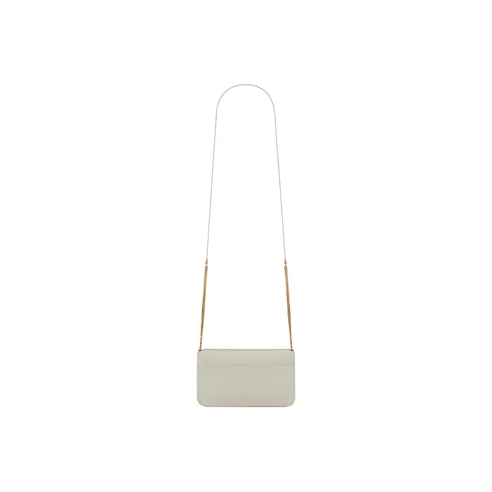 SAINT LAURENT CASSANDRE Leather Cell Phone Pouch Women's Vintage White-4