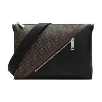 FENDI Canvas With Leather Messenger Bag, Crossbody Bag, Shoulder Bag Men's