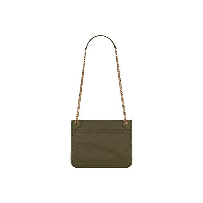 SAINT LAURENT Niki Lambskin Hobo Bag Crossbody Bag Shoulder Bag Women's Sea Cucumber Green-4