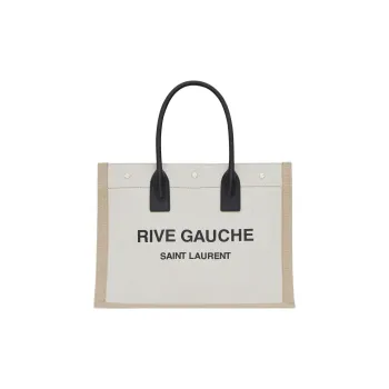 SAINT LAURENT Fabric Tote Bag Shopping Bag Handbag Regular Women's White