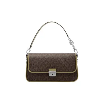 MICHAEL KORS MK Artificial Leather Baguette Bag Shoulder Bag Small Size Women's Olive Green Brown Multicolor